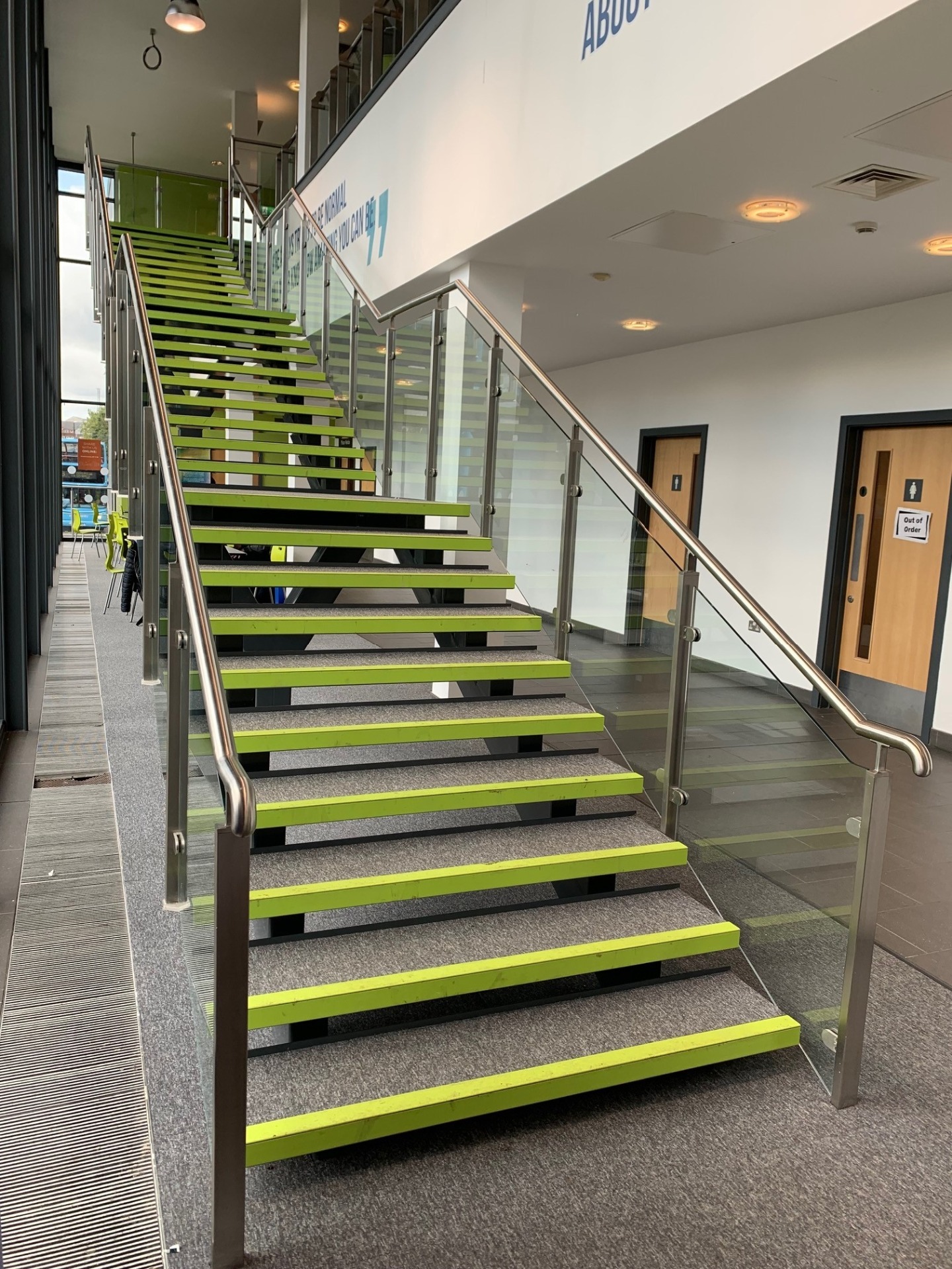 Double Spine Beam Stairs with Stainless Steel & Glass Balustrades