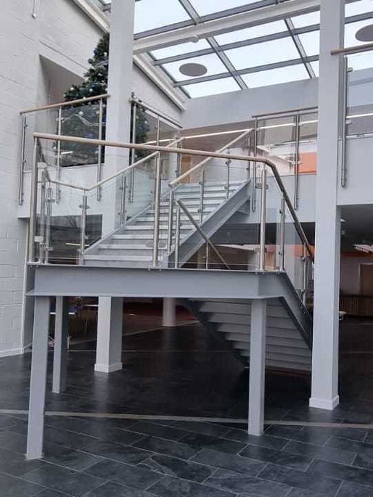 Stainless Steel & Glass Balustrade with a Timber Handrail