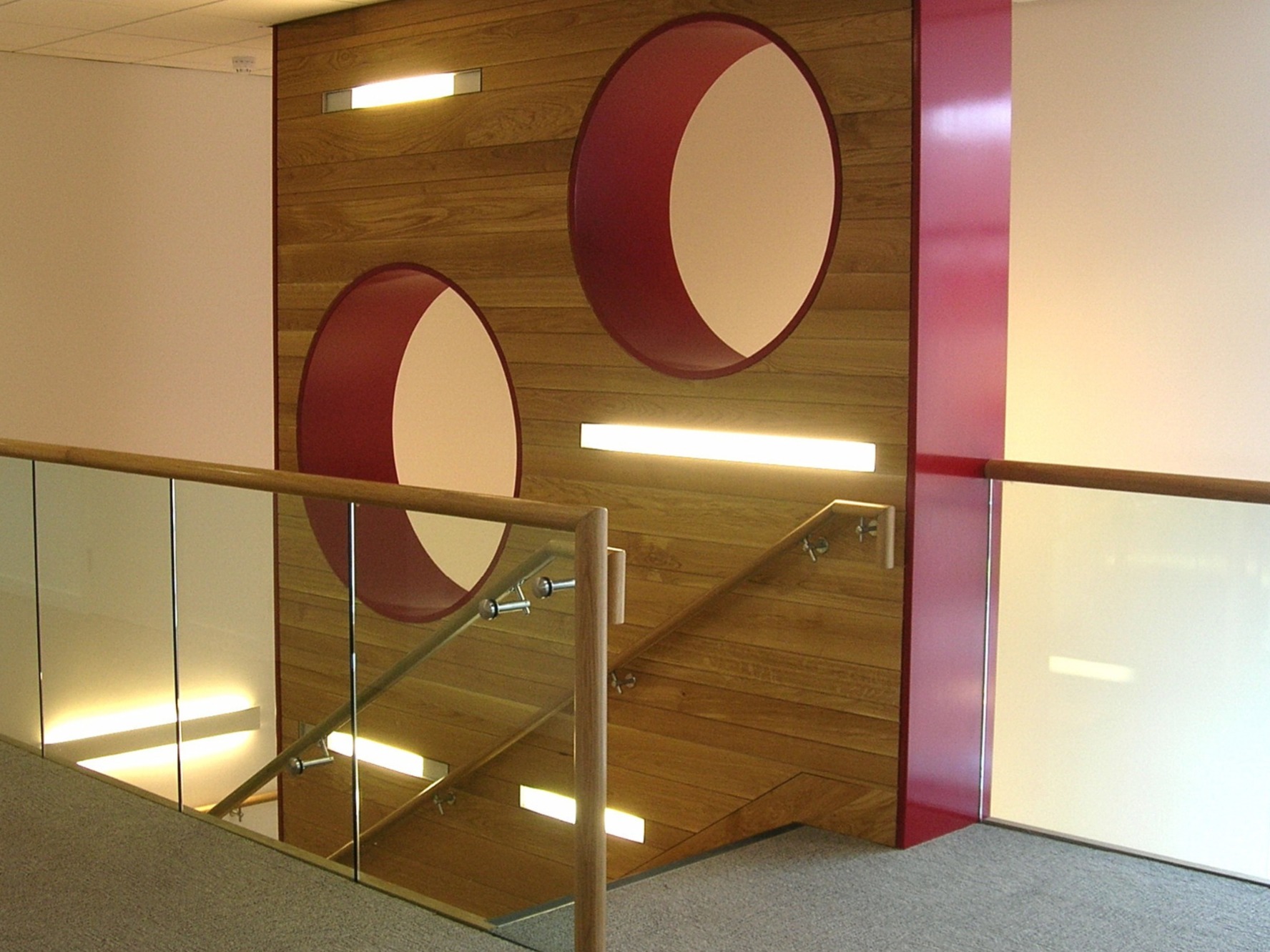 Glass Stair Balustrade with Timber Handrails