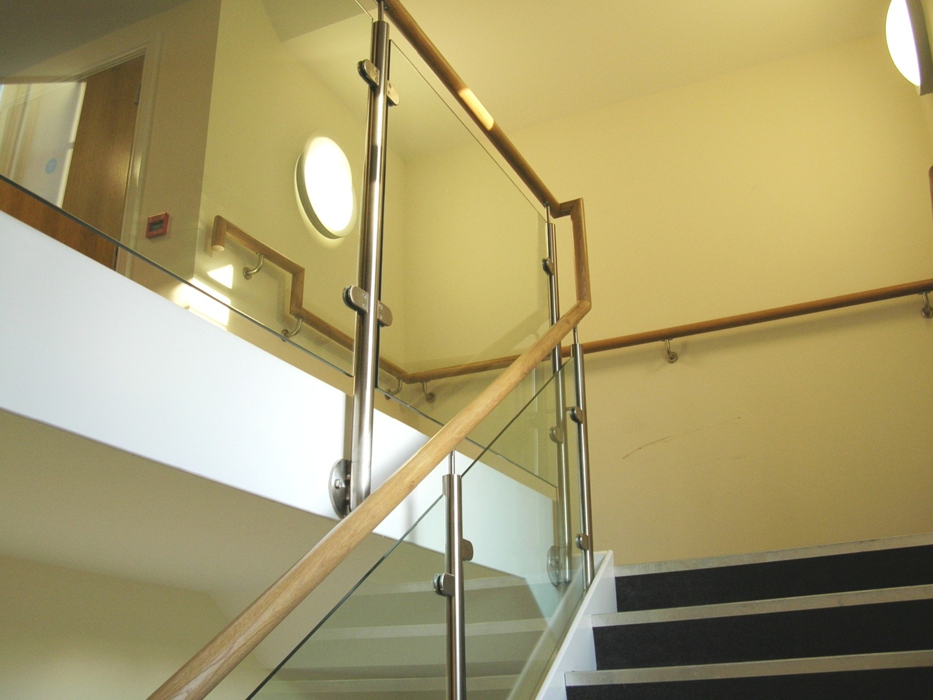 Stainless Steel & Glass Stair Balustrade with Timber Handrails
