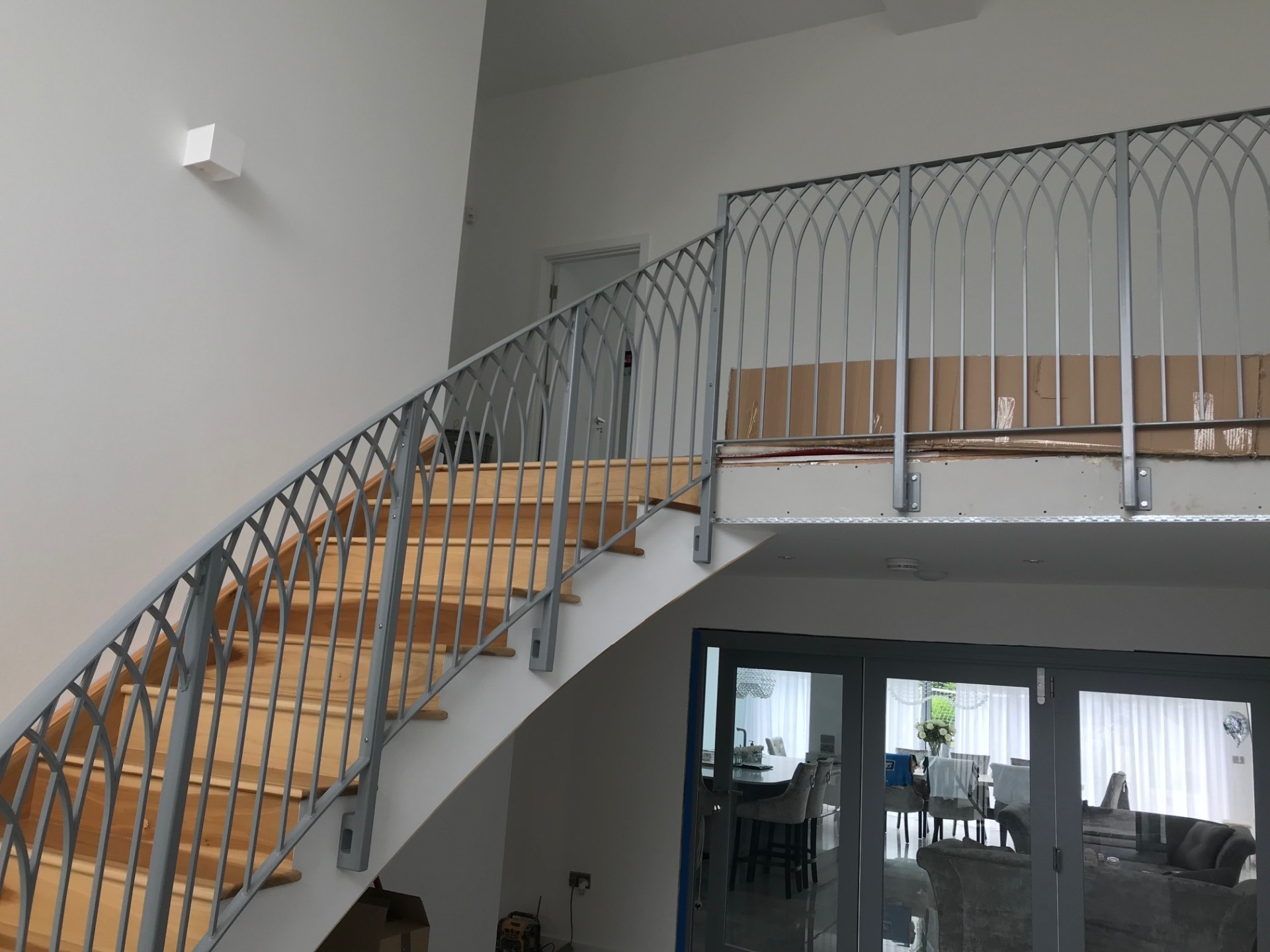 Bespoke Mild Steel Stair Balustrade with a Convex Handrail